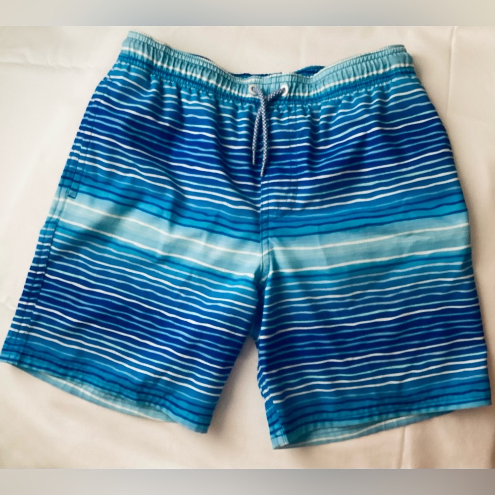 Wonder Nation Blue Swim Trunks with Ombré Stripes
